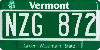 VT license plate NZG872