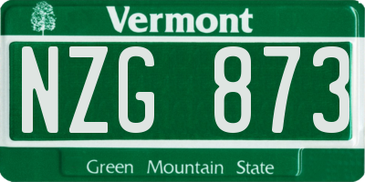 VT license plate NZG873
