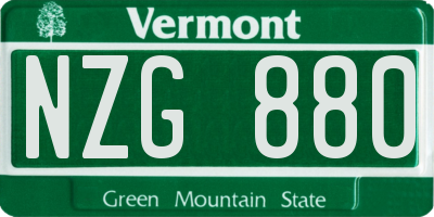 VT license plate NZG880