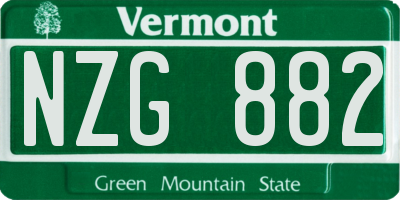 VT license plate NZG882