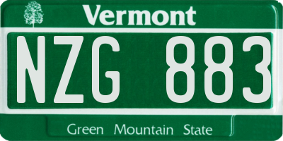 VT license plate NZG883