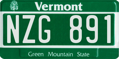 VT license plate NZG891