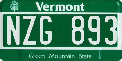 VT license plate NZG893
