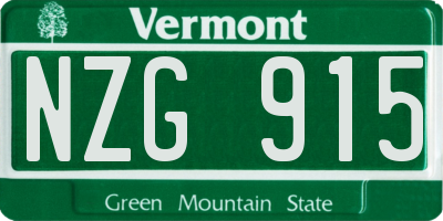 VT license plate NZG915