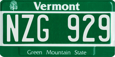 VT license plate NZG929