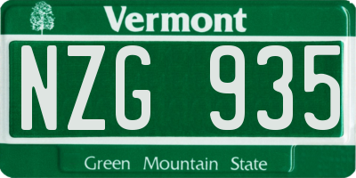 VT license plate NZG935