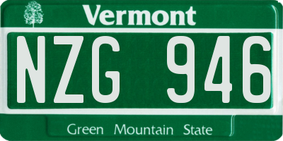VT license plate NZG946