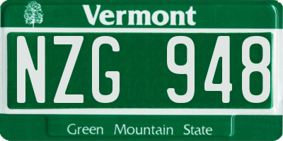 VT license plate NZG948