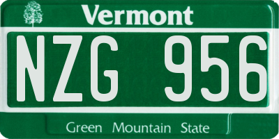 VT license plate NZG956