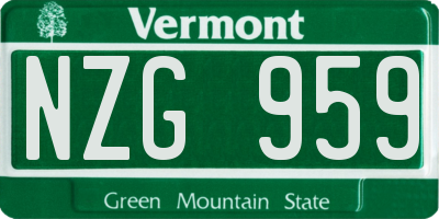 VT license plate NZG959