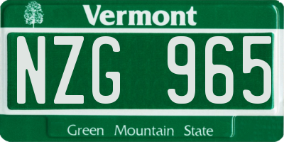 VT license plate NZG965