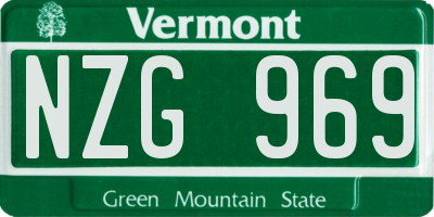 VT license plate NZG969