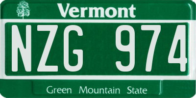 VT license plate NZG974