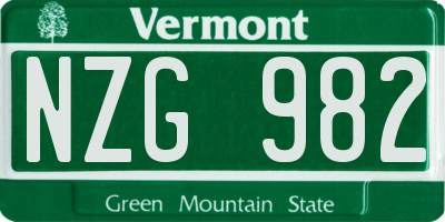 VT license plate NZG982