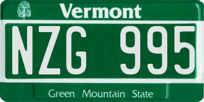 VT license plate NZG995