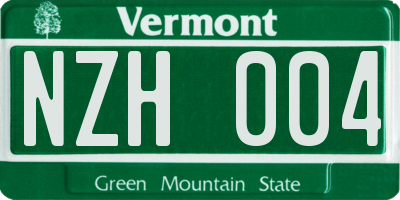 VT license plate NZH004