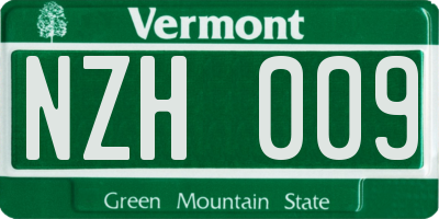 VT license plate NZH009