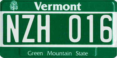 VT license plate NZH016
