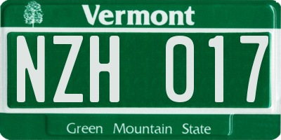 VT license plate NZH017