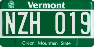 VT license plate NZH019