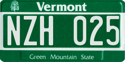 VT license plate NZH025