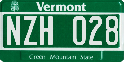 VT license plate NZH028