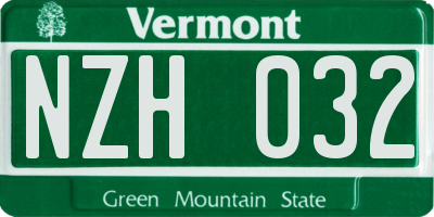 VT license plate NZH032