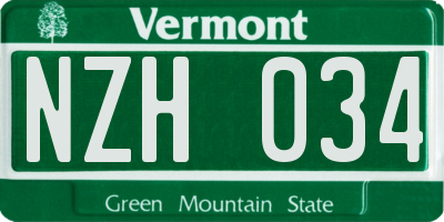 VT license plate NZH034
