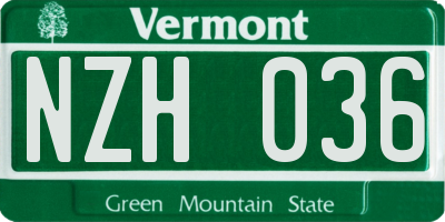 VT license plate NZH036