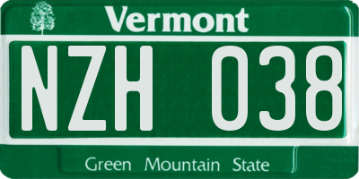 VT license plate NZH038