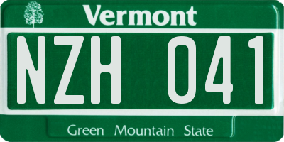 VT license plate NZH041