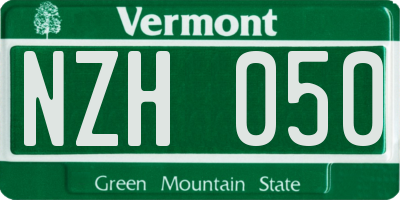 VT license plate NZH050