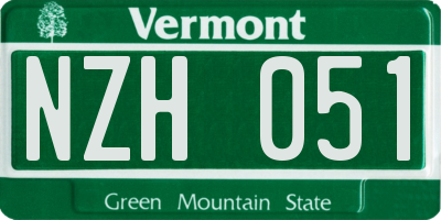 VT license plate NZH051