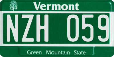 VT license plate NZH059