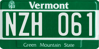 VT license plate NZH061