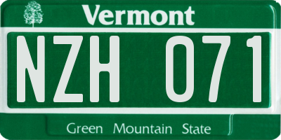 VT license plate NZH071
