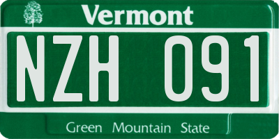 VT license plate NZH091