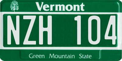 VT license plate NZH104