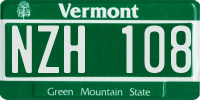 VT license plate NZH108