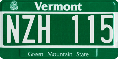 VT license plate NZH115