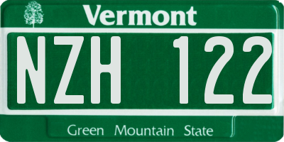 VT license plate NZH122