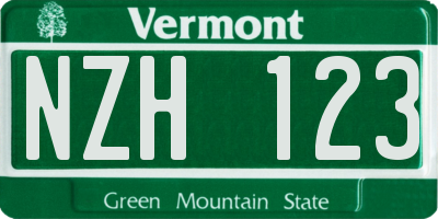 VT license plate NZH123