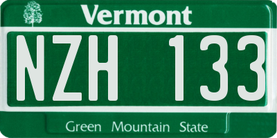 VT license plate NZH133