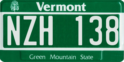 VT license plate NZH138