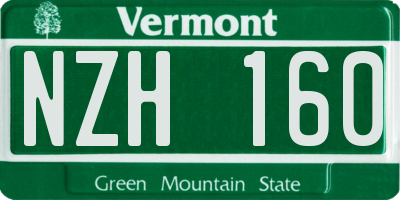VT license plate NZH160