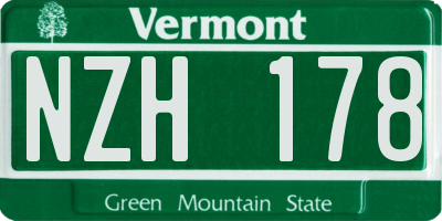 VT license plate NZH178