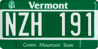 VT license plate NZH191