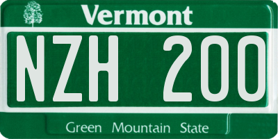VT license plate NZH200