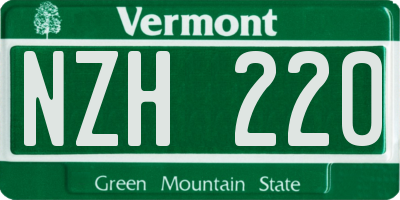 VT license plate NZH220