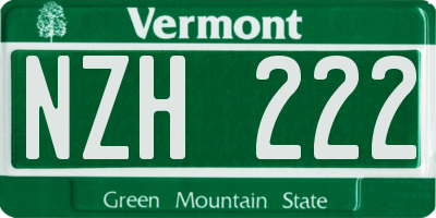 VT license plate NZH222